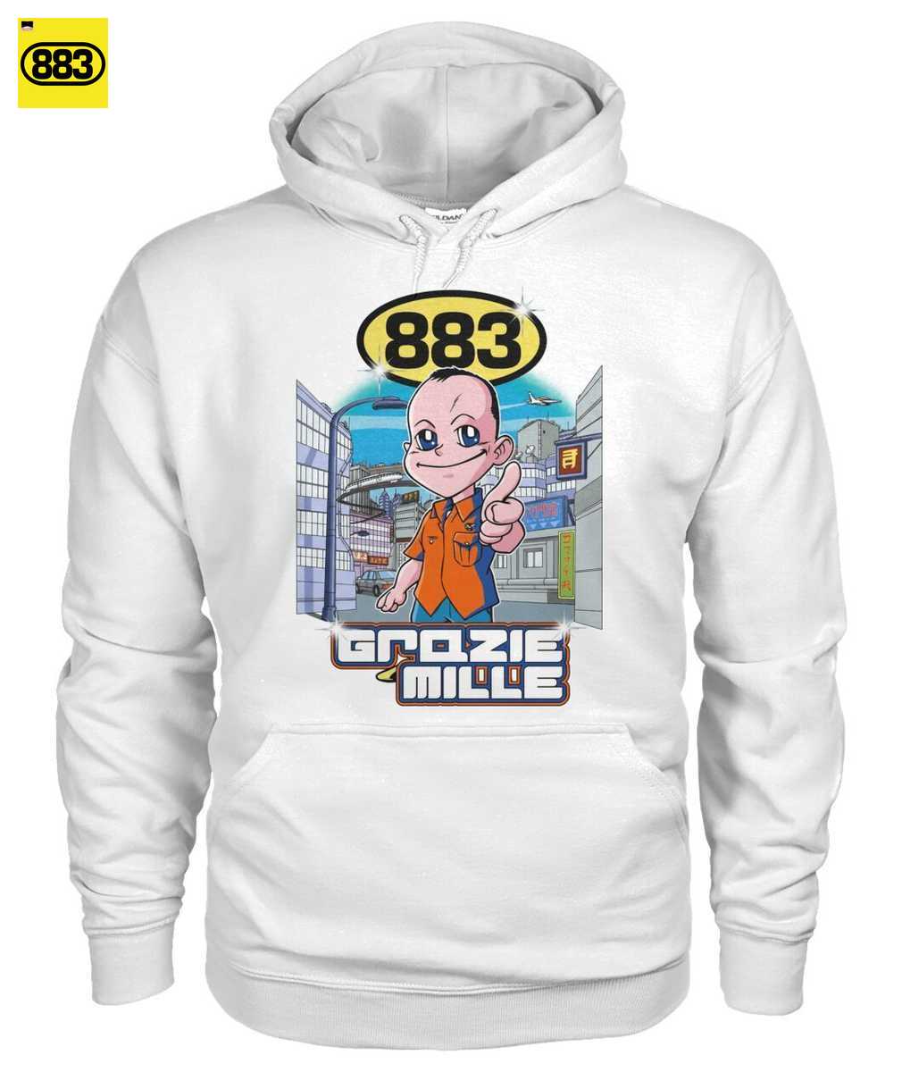 883 Merch: T-shirt Grazie Mille Stile Manga Fan Art - Tributo Nostalgico Anni '90 - immagine 2